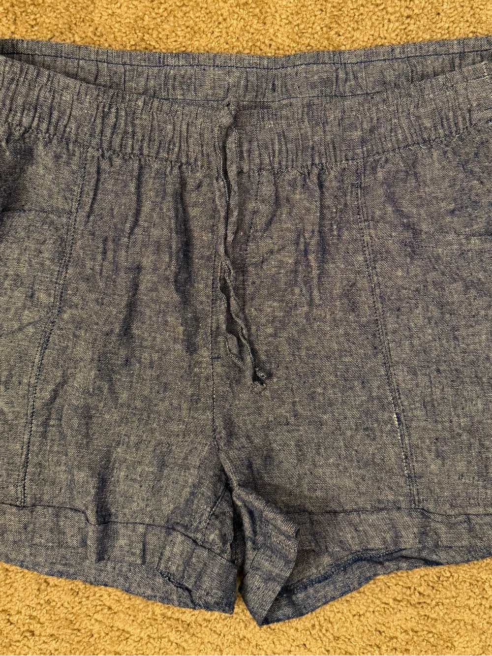 Old Navy Navy-Blue Linen-Blend High Waist Drawstring Shorts